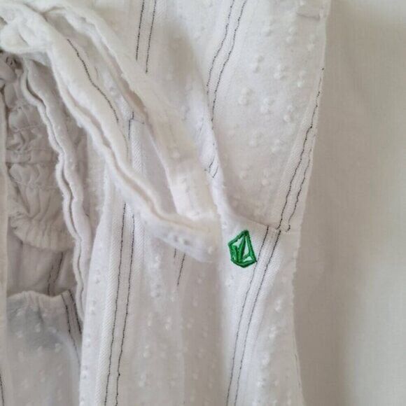 Volcom Medium Strappy white tank Cami Fair Lady Top Cotton Blend ruched tie EUC - Picture 6 of 8